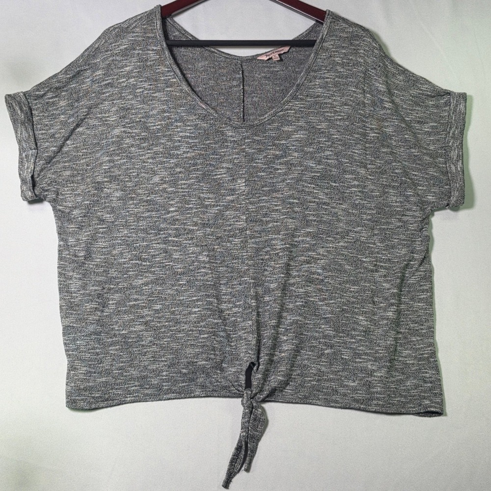 Juicy Couture Womens XL Gray Space Dye V-Neck Tie Front Top RN123475